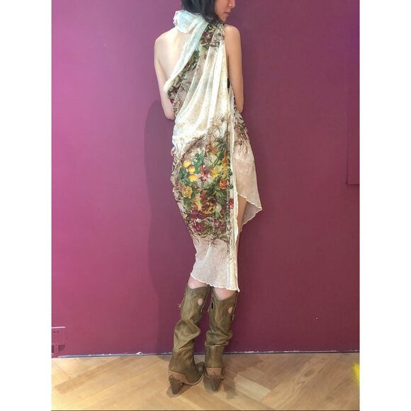 Vtg Jean Paul Gaultier Classique mesh large scarf runway collection floral print - Picture 13 of 13